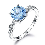 Sapphire Silver Birthstone  Female Ring Jewelry