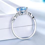 Sapphire Silver Birthstone  Female Ring Jewelry