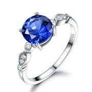 Sapphire Silver Birthstone  Female Ring Jewelry